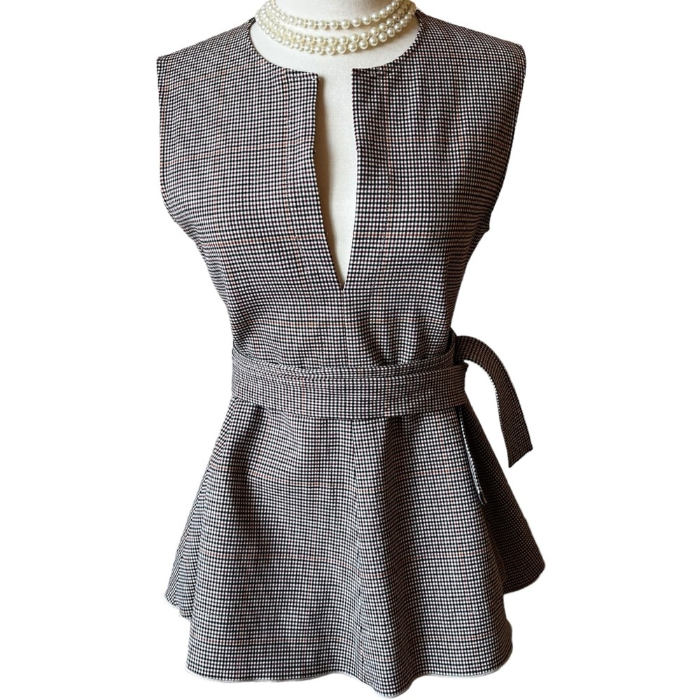Theory Checkered Top Size S New